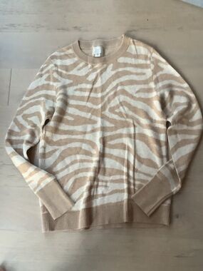 a new day Beige and Cream Zebra-Print Crewneck Sweater